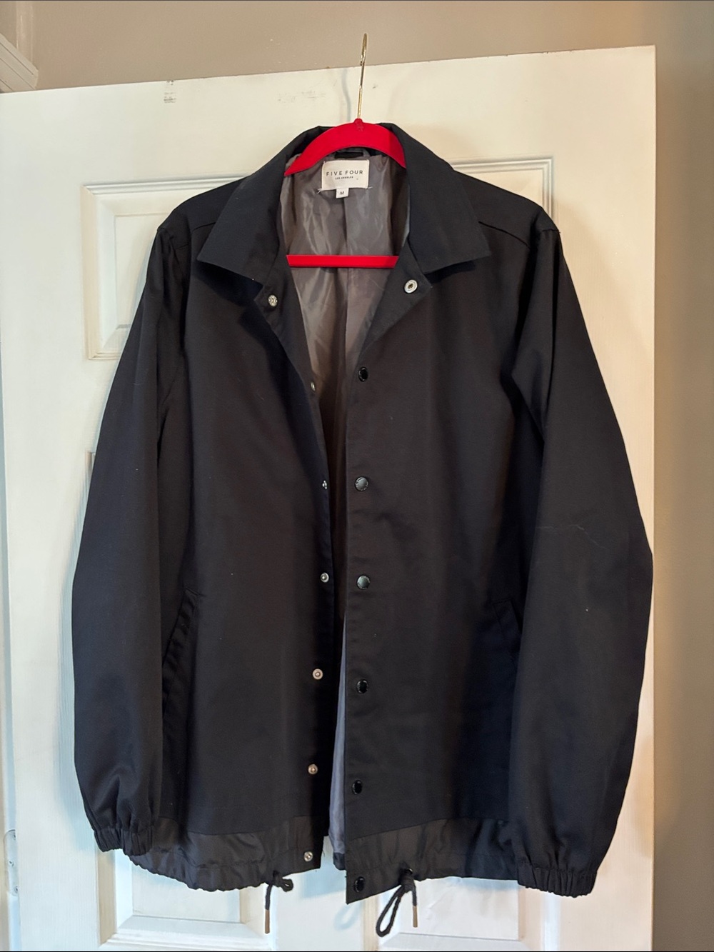 Five Four Black Windbreaker Coach Jacket SZ M